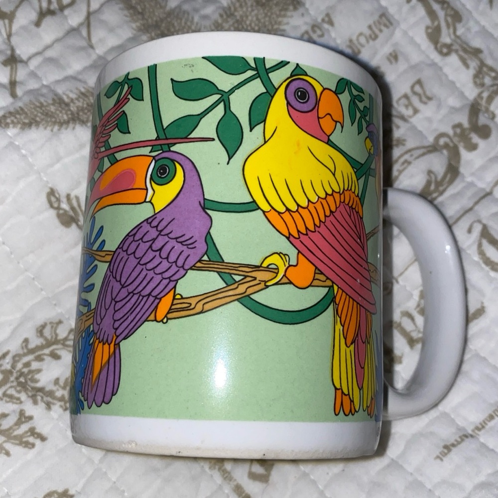 Vintage Norocrest Parrot Toucan Bird Topical Ceramic Coffee Tea Cup Mug